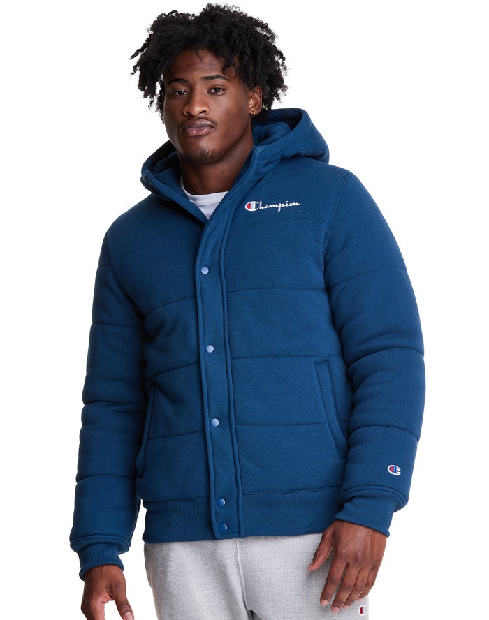 Champion Reverse Weave Puffer Jas Heren - Blauw - Belgie 8952QTEWY